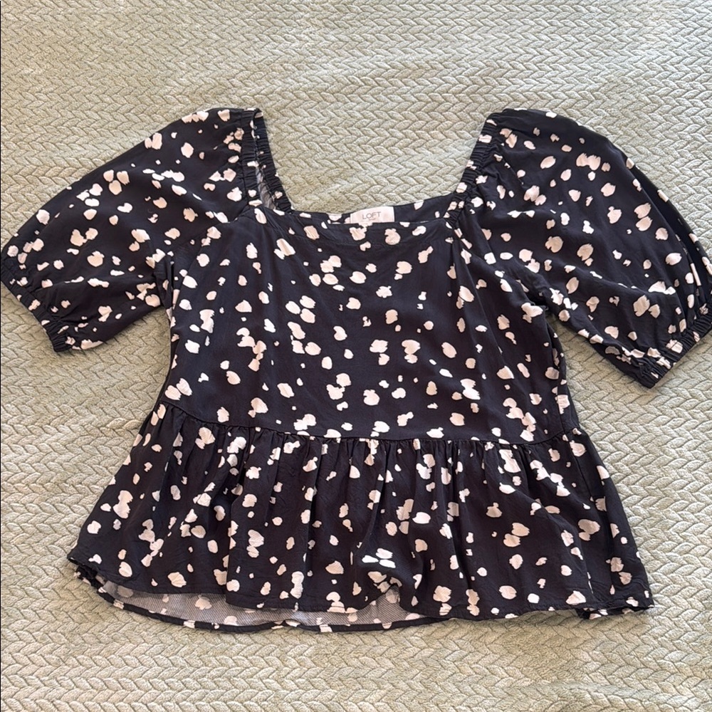 Loft Babydoll bubble sleeve top